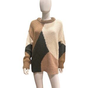 Zara Colour Block Oversized Knit Wool Sweater Size Medium